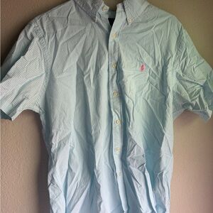 Ralph Lauren Light Blue and White Striped Shirt